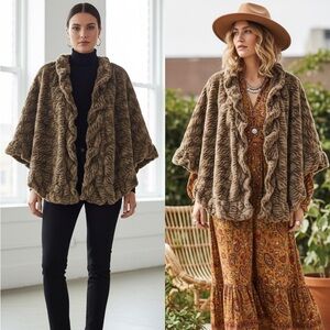 Vintage Chic Textured Faux Fur Cape by g- one size